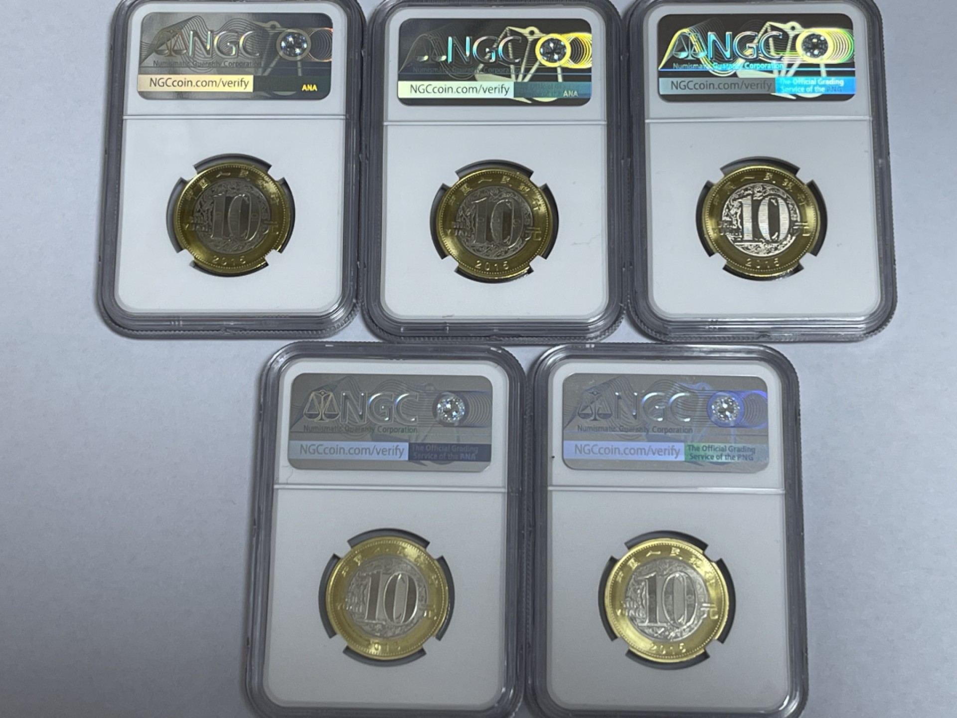 【华誉王者】1927期拍卖 2015年羊年生肖流通纪念币 5枚 NGC-MS69