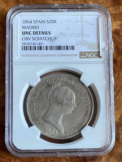 Chase Auction（得物拍卖）第3期 - - 中外纸币、硬币、银币联拍 - 西班牙银币一枚！伊莎贝拉，猪小妹！正面有一处划伤！盒子有伤，如图！