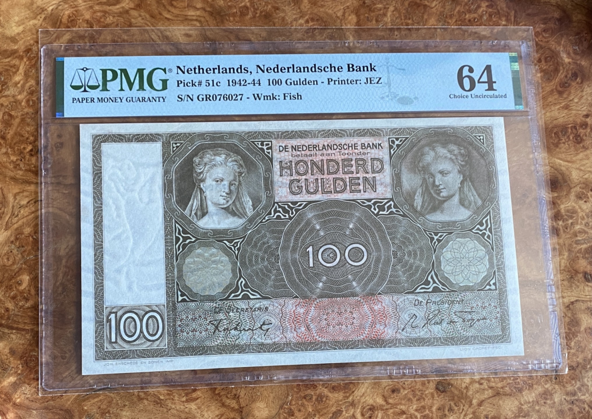 Chase Auction（得物拍卖）第3期 - - 中外纸币、硬币、银币联拍 1942年荷兰100盾，PMG64分，鬼女！
