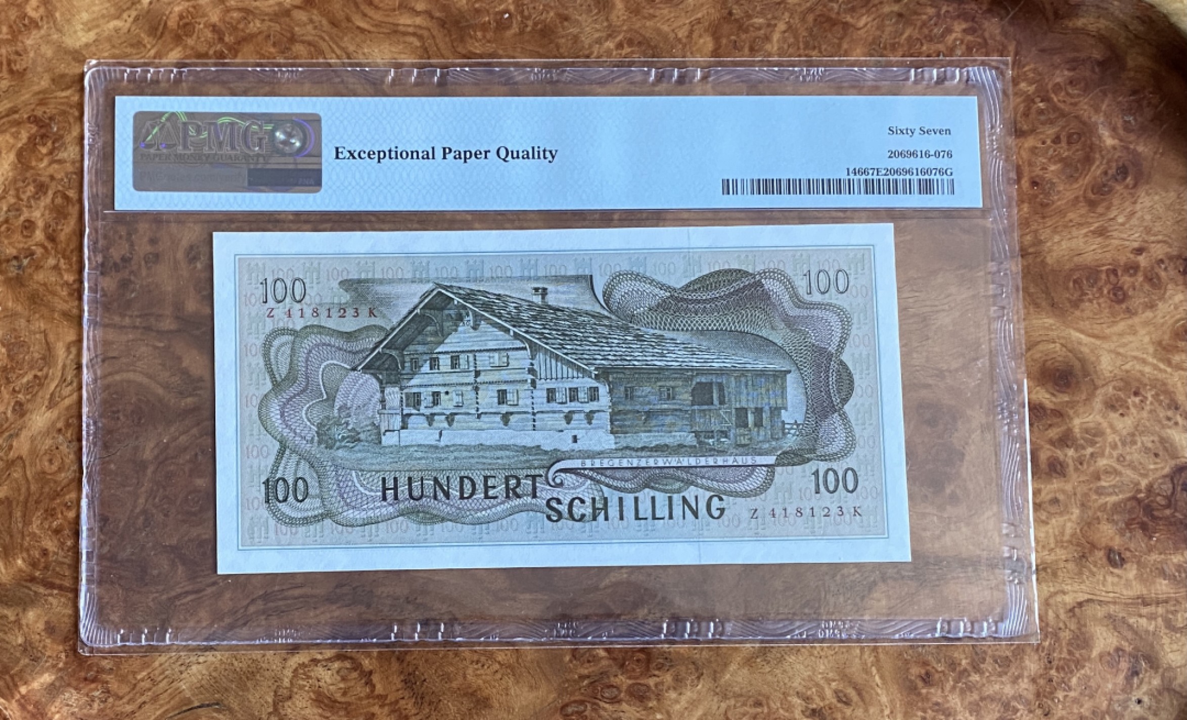 Chase Auction（得物拍卖）第3期 - - 中外纸币、硬币、银币联拍 1969年奥地利100先令，PMG67分，美女考夫曼！