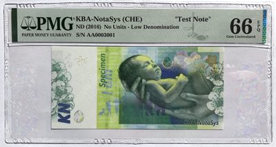 2022第十场：评级币专场 - 瑞士高宝KBA-NotaSys 2011年Hybrid复合基材测试钞“花的力量”