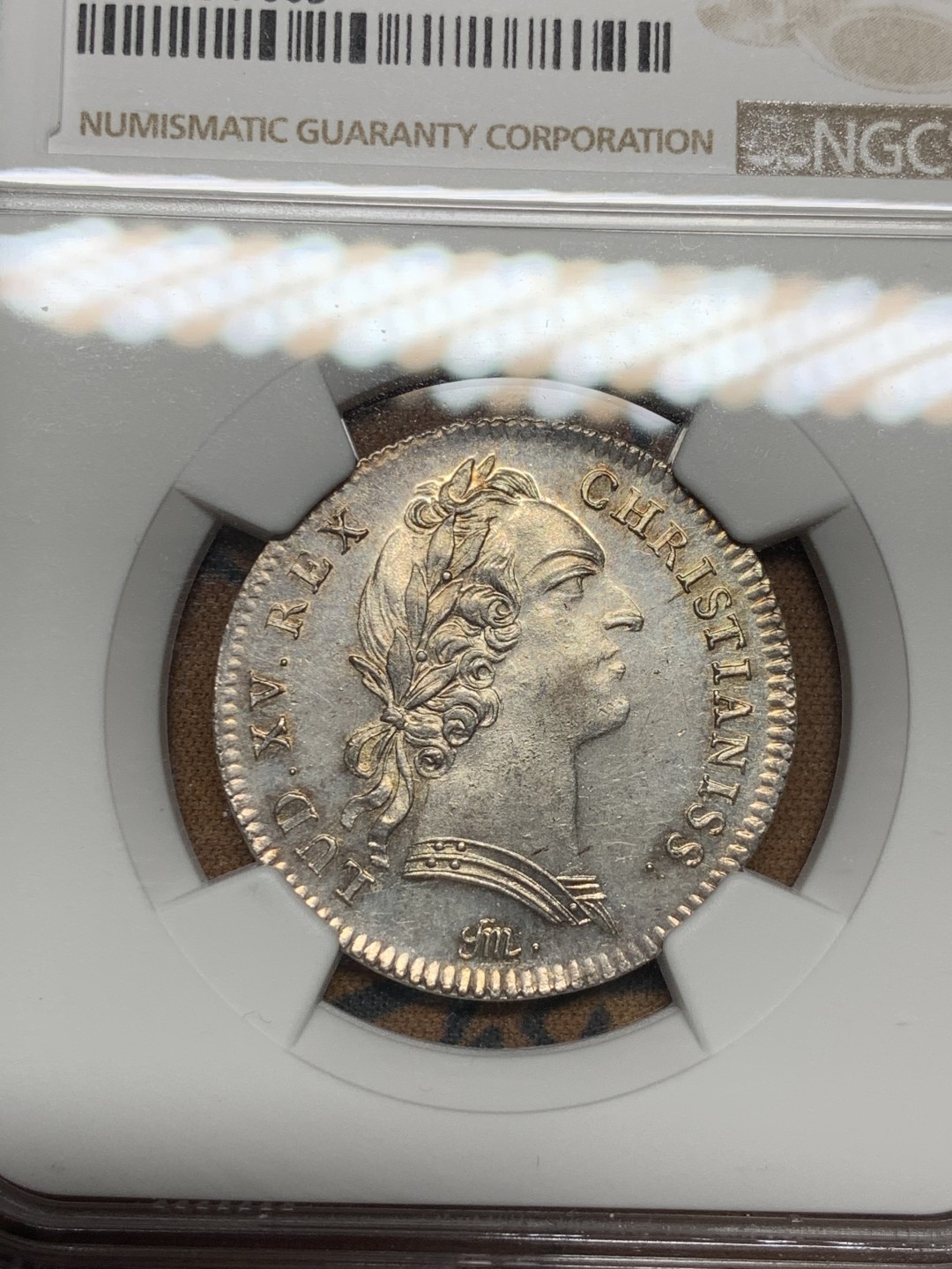 《竞宝斋》第36场-本周日 （全场顺丰包邮） NGC-MS62法国1754年路易十五年银代币 早期代币出分少见