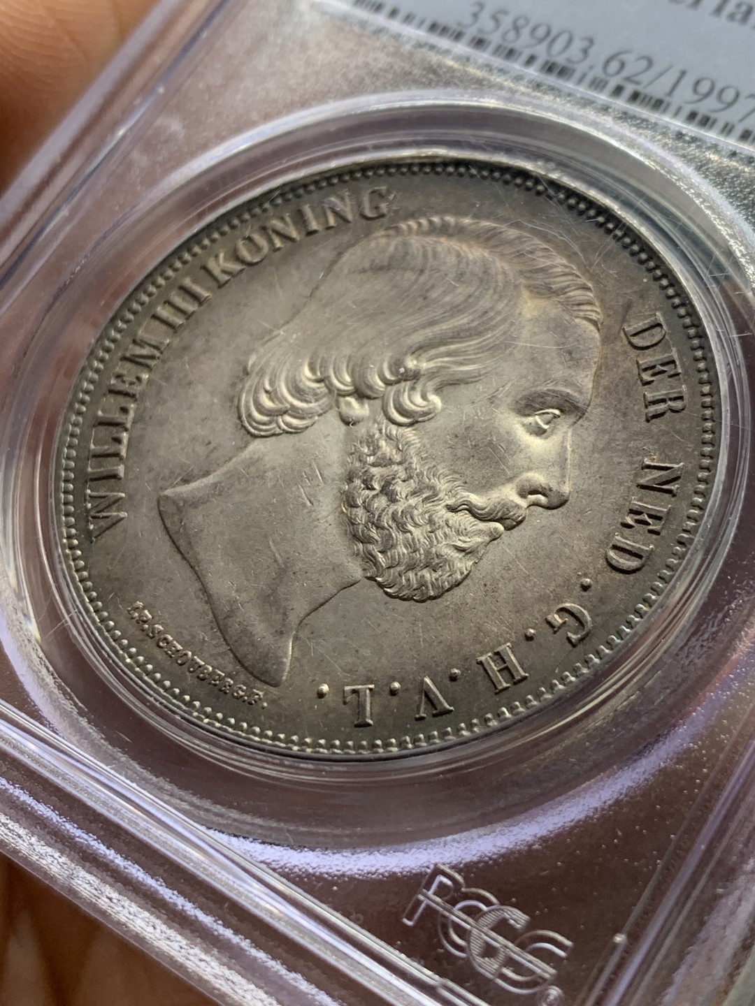 《竞宝斋》第36场-本周日 （全场顺丰包邮） PCGS-MS62 荷兰 1855年 威廉三世2.5盾银币 大特年 NP唯一冠军！唯一MS！经典欧洲包浆 老P盒