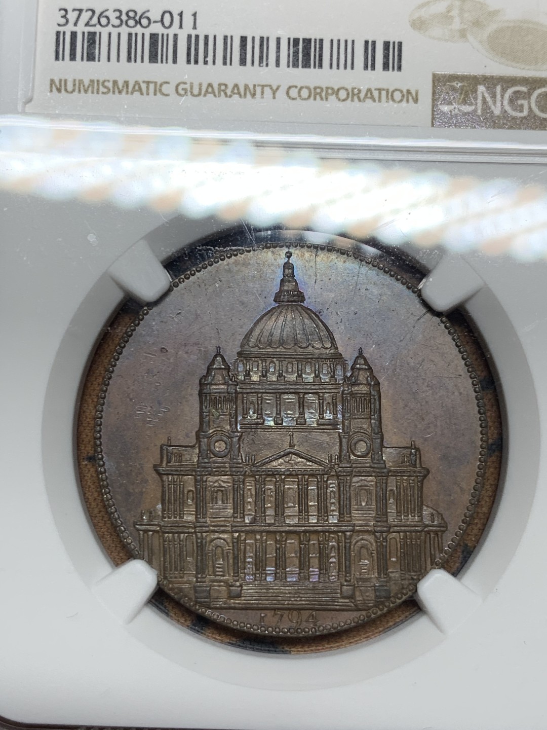 《竞宝斋》第36场-本周日 （全场顺丰包邮） NGC-MS63BN英国1794年1便士代币