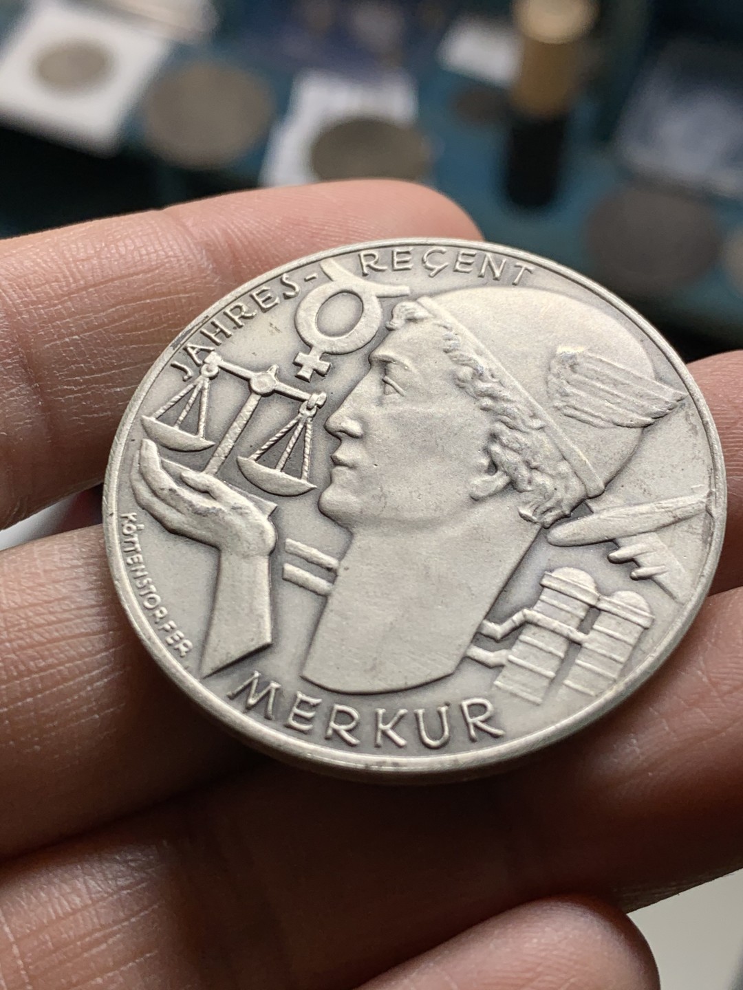 《竞宝斋》第36场-本周日 （全场顺丰包邮） 奥地利1956年日历银章 墨丘里银章，26.5克900银