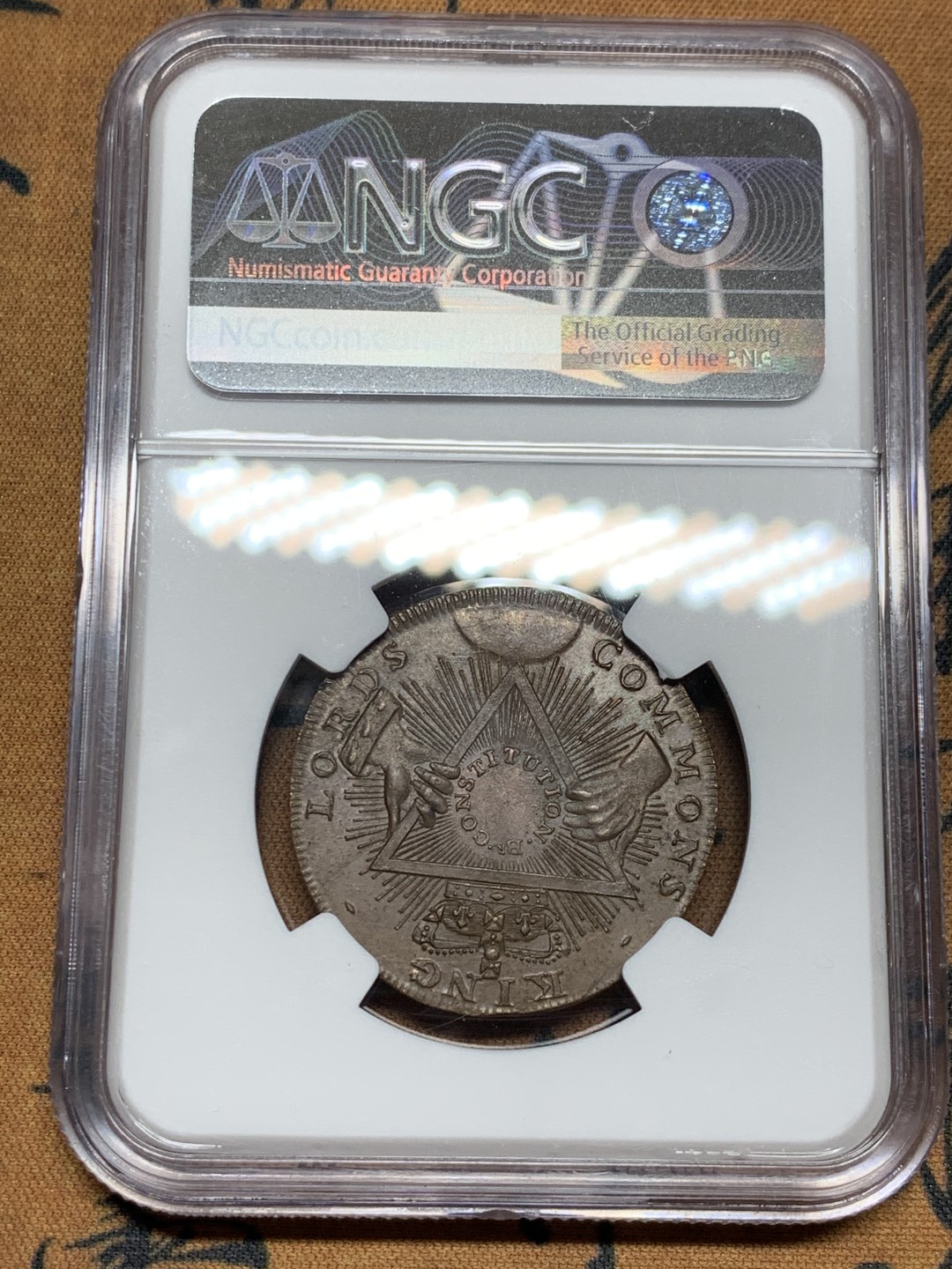 《竞宝斋》第36场-本周日 （全场顺丰包邮） NGC-MS64BN英国兰利1795年半便士代币 高分原铜光