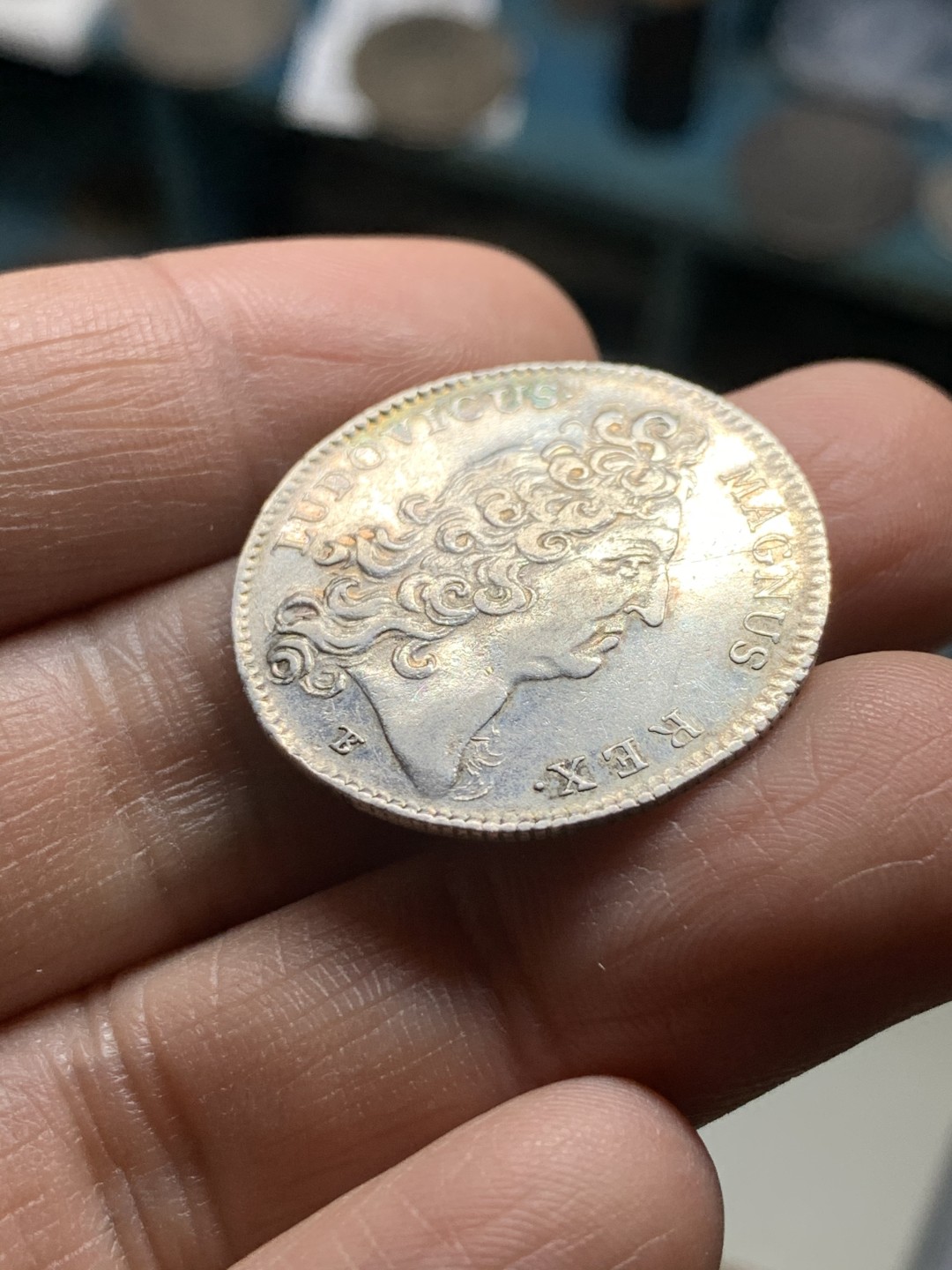 《竞宝斋》第36场-本周日 （全场顺丰包邮） 法国 1712年 路易十四 圆形 银质代币