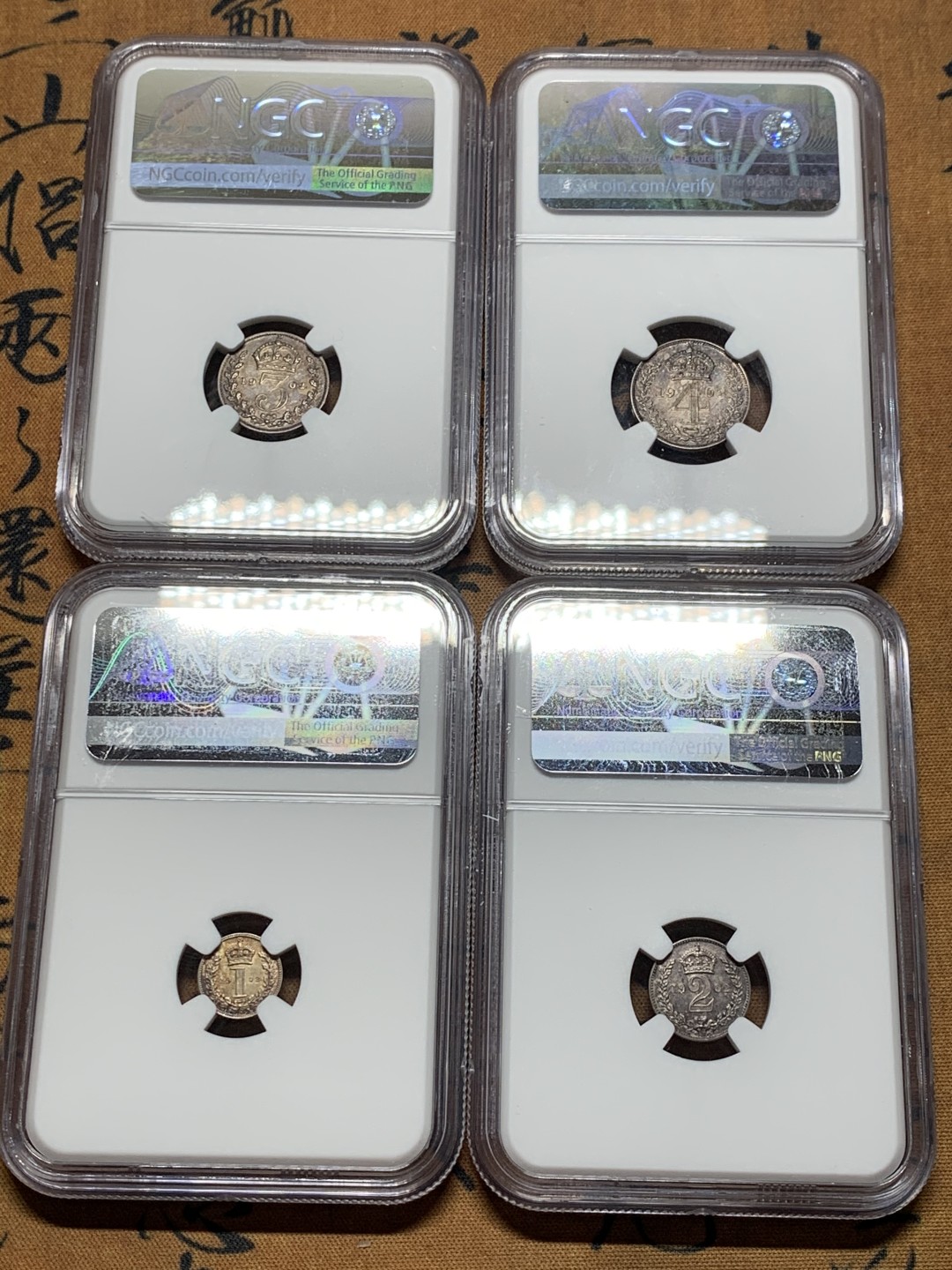 《竞宝斋》第36场-本周日 （全场顺丰包邮） 英国1902年爱七濯足币NGC-PF4枚套 大热品种持续上涨 前几一套拍了1700 国外更贵