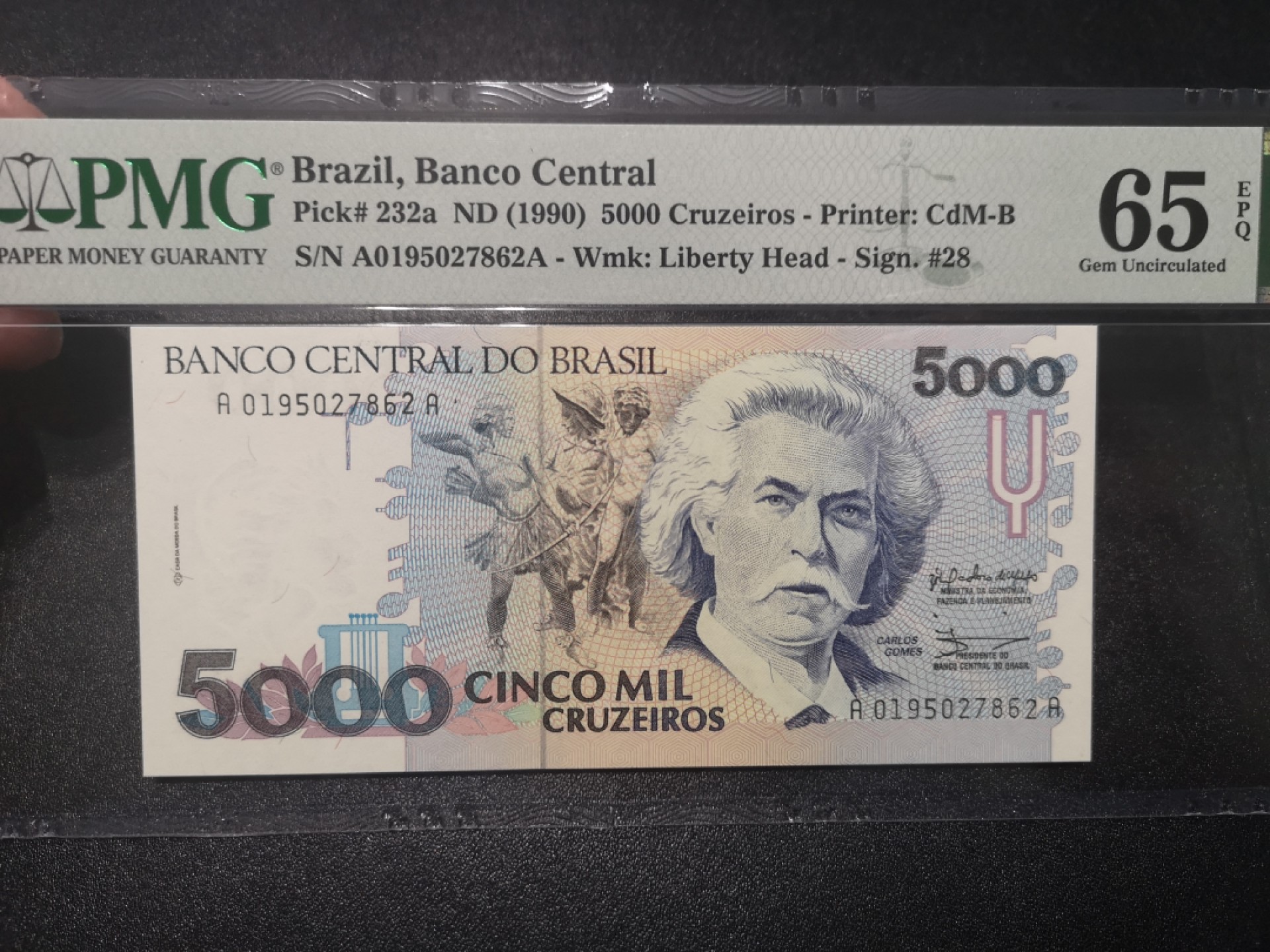 《外钞收藏家》第一百六十九期拍卖（本期65件） 1990年巴西5000 PMG65