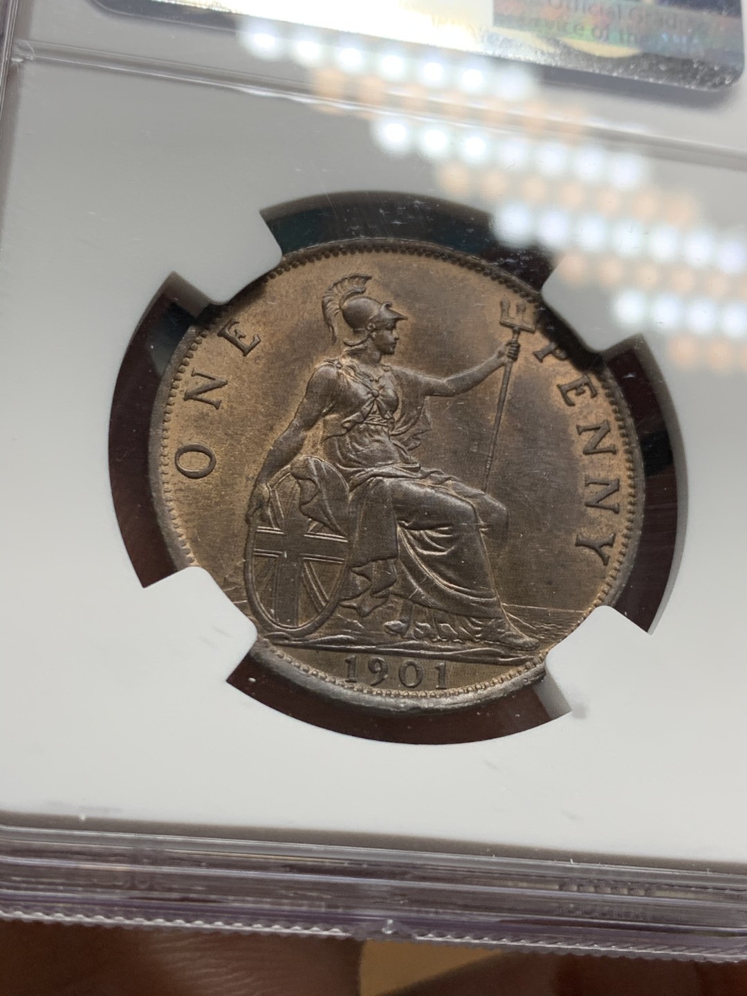 《竞宝斋》第36场-本周日 （全场顺丰包邮） NGC-MS63BN 英国1901年维多利亚大便士