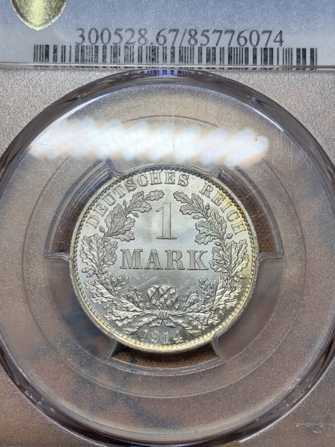 《竞宝斋》第36场-本周日 （全场顺丰包邮） PCGS-MS67 1914-A 德意志帝国1马克 变态高分