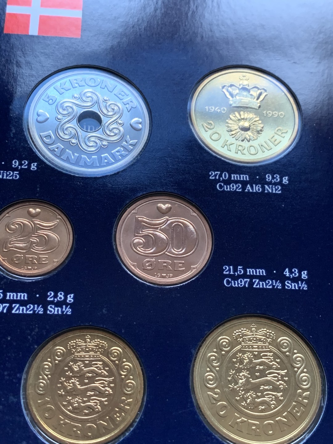 《竞宝斋》第37场-周日 首场自动拍卖 2件或者满200包顺丰 原封装 丹麦 1990年 6枚套 卡装套币