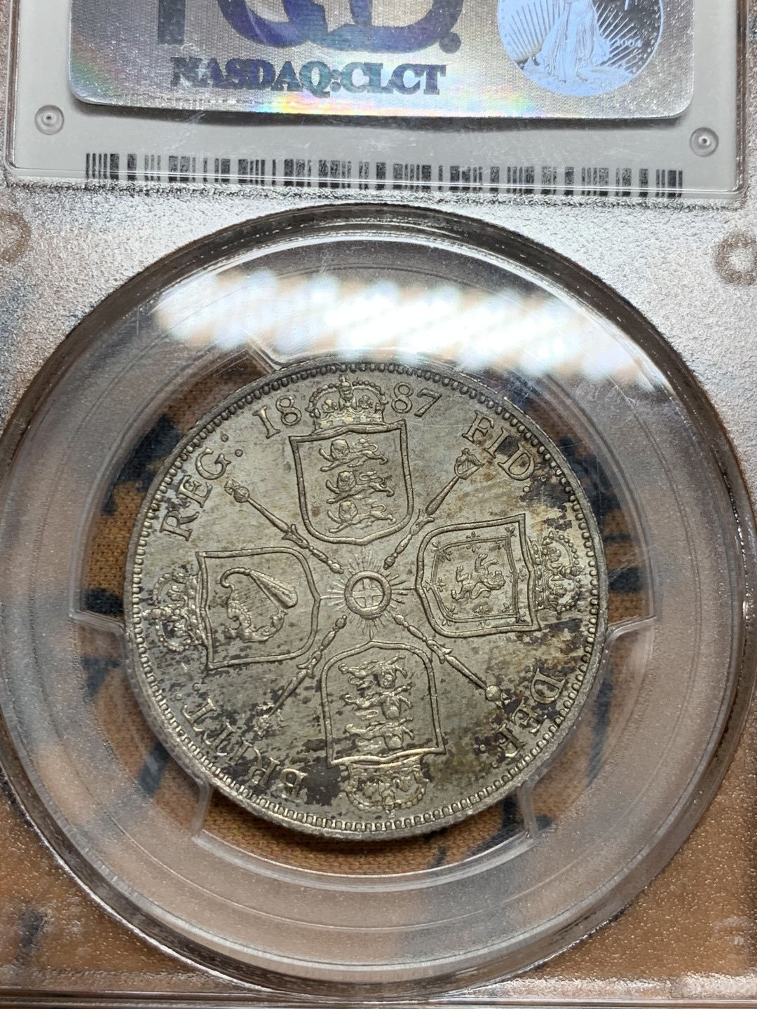 《竞宝斋》第36场-本周日 （全场顺丰包邮） PCGS-MS64 英国维多利亚1887年福林，P盒64分高分难得，现在送P时间长而且分数低，好东西不要错过