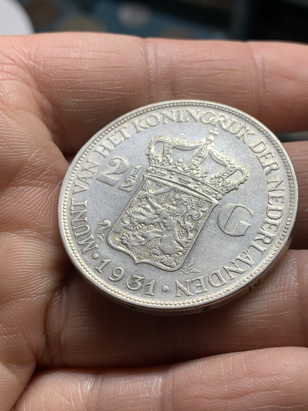 《竞宝斋》第36场-本周日 （全场顺丰包邮） 荷兰，1931年，威廉敏娜女王2.5盾，银币。