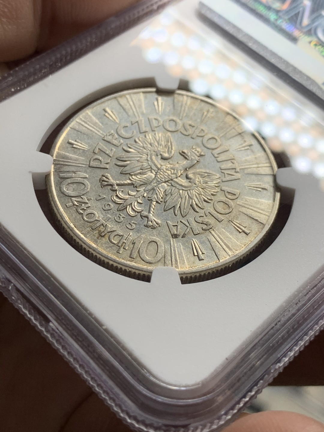 《竞宝斋》第36场-本周日 （全场顺丰包邮） NGC评级 好品波兰1935年 毕苏斯基 10兹罗提 银币 原味包浆