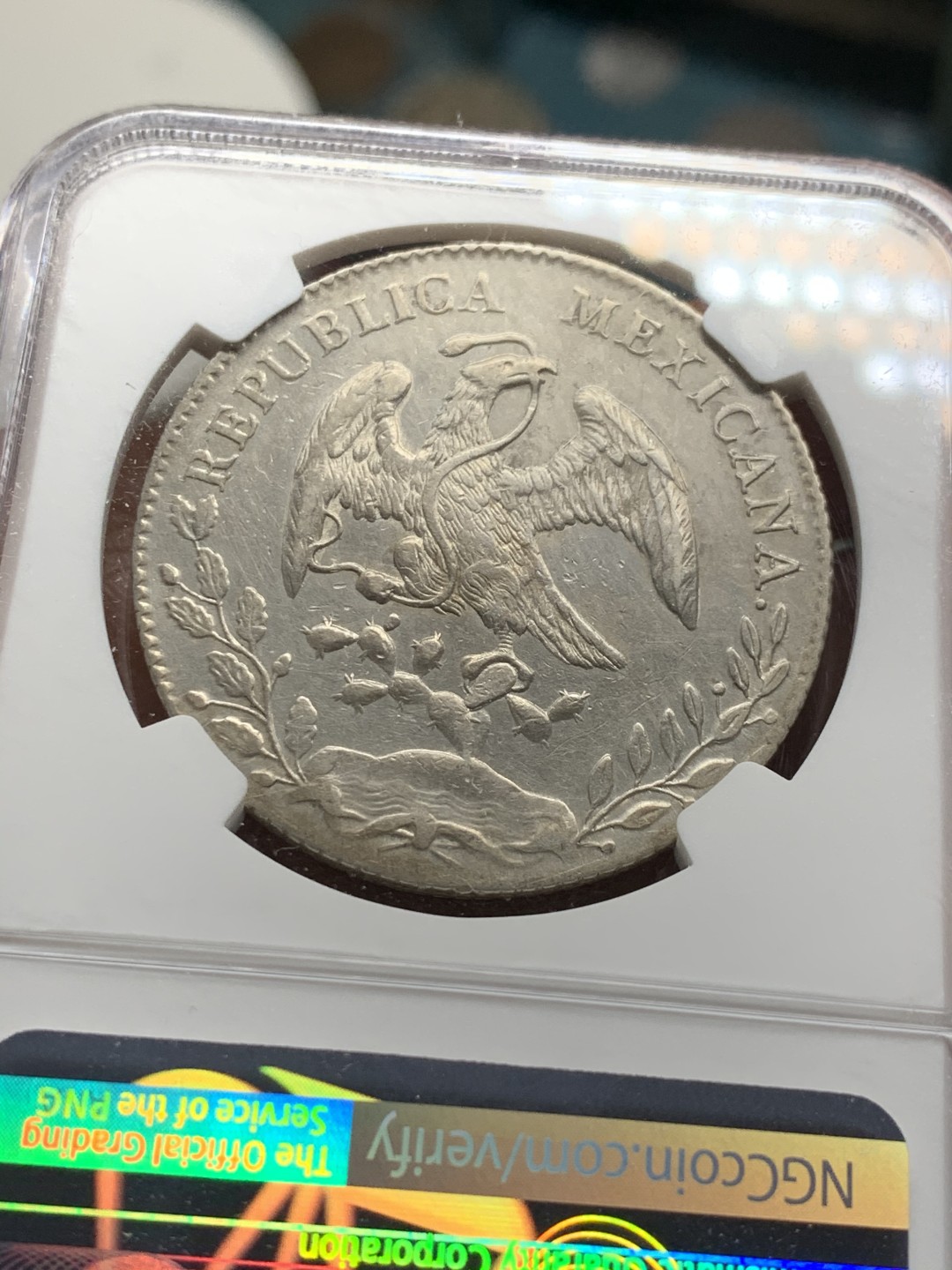 《竞宝斋》第36场-本周日 （全场顺丰包邮） NGC-AUD   墨西哥 1895年 8 里亚尔   墨西哥厂  银币     原味mo厂老鹰 