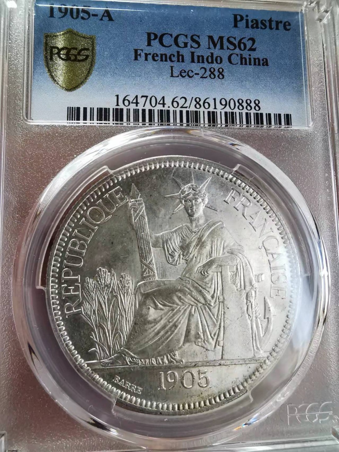 欧罗巴与亚细亚的春天奏鸣曲—凡希社世界钱币微拍第一百九十期 荐！1905A法属印度支那皮亚斯特大银PCGS-MS62全脸高鼻原色银光！