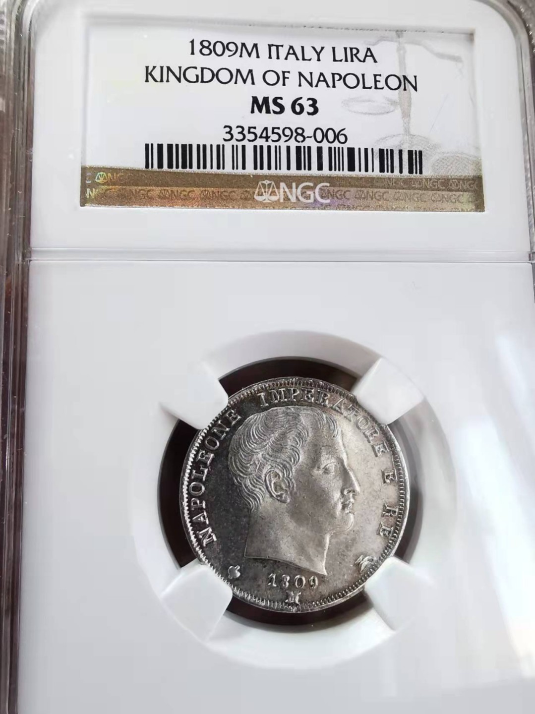 欧罗巴与亚细亚的春天奏鸣曲—凡希社世界钱币微拍第一百九十期 稀！1809M拿破仑意大利王国1里拉银币NGC-MS63亚军类镜面！