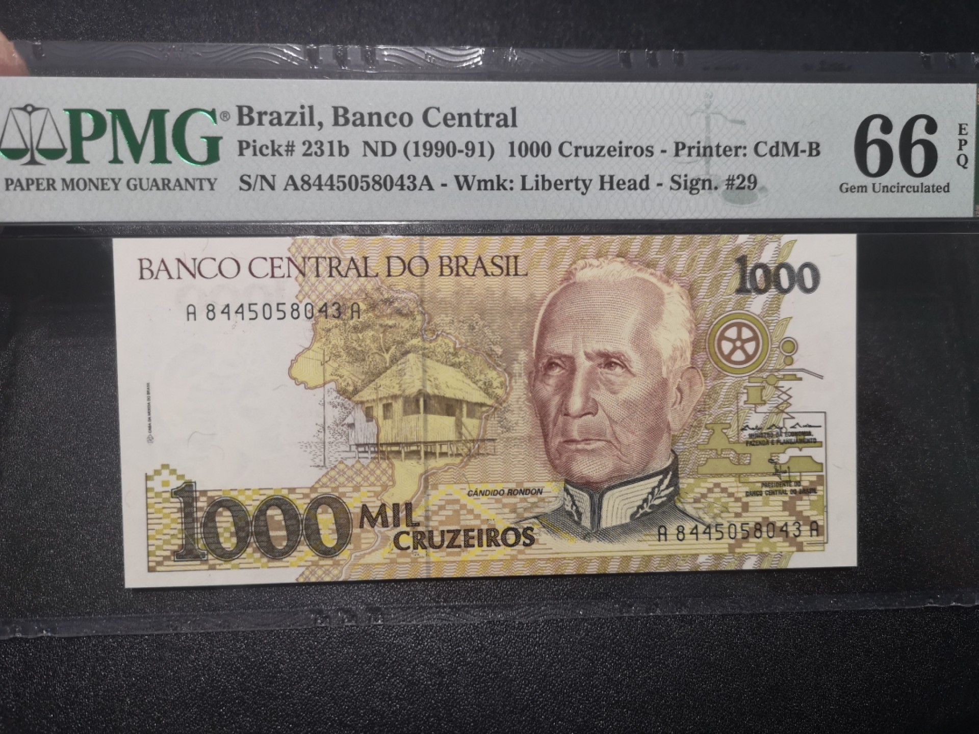 《外钞收藏家》第一百六十九期拍卖（本期65件） 1990-91年巴西1000 PMG66
