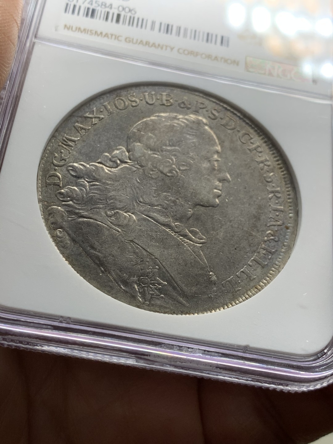 《竞宝斋》第36场-本周日 （全场顺丰包邮） NGC-XFD德国巴伐利亚1756年双狮泰勒 少见巴伐利亚双狮泰勒