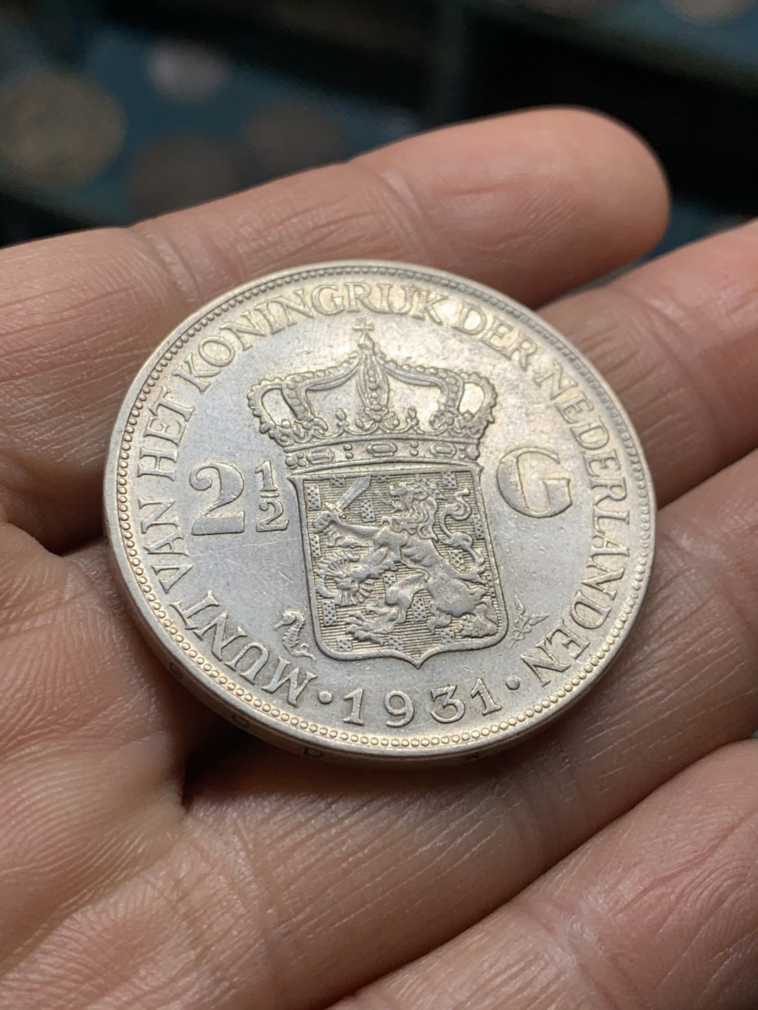 《竞宝斋》第36场-本周日 （全场顺丰包邮） 荷兰，1931年，威廉敏娜女王2.5盾，银币。