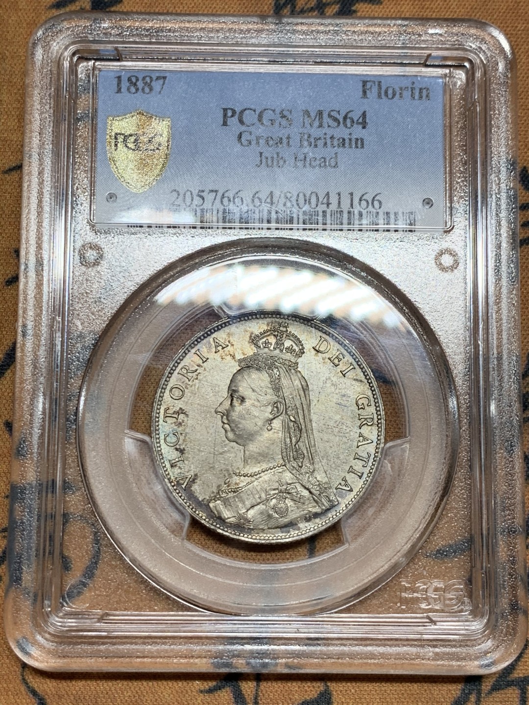 《竞宝斋》第36场-本周日 （全场顺丰包邮） PCGS-MS64 英国维多利亚1887年福林，P盒64分高分难得，现在送P时间长而且分数低，好东西不要错过