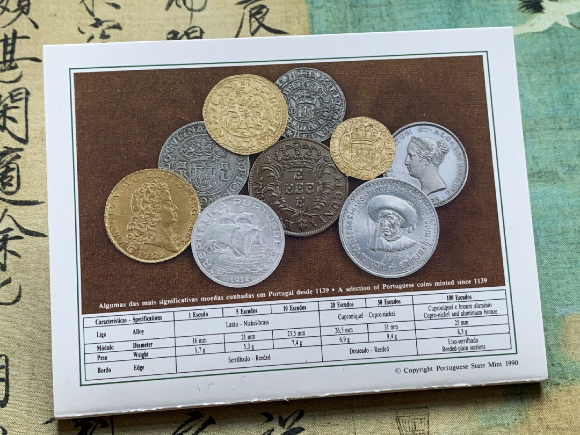 《竞宝斋》第37场-周日 首场自动拍卖 2件或者满200包顺丰 原封装 葡萄牙 1989年 精装版 1/5/10/20/50/100埃斯库多 6枚套 卡装 少见