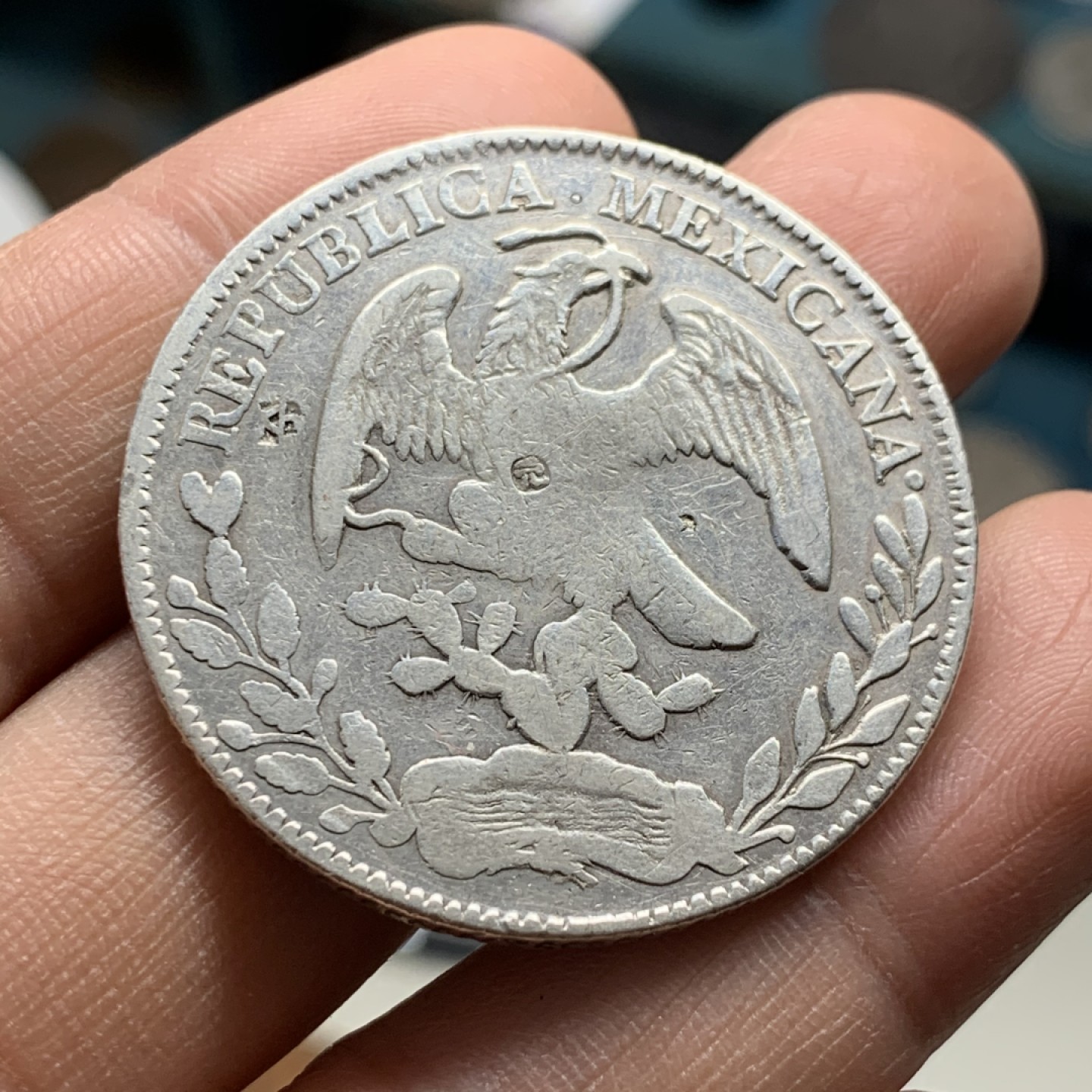 《竞宝斋》第37场-周日 首场自动拍卖 2件或者满200包顺丰 墨西哥1877年Zs 花边鹰洋8R 大银币 带戳 