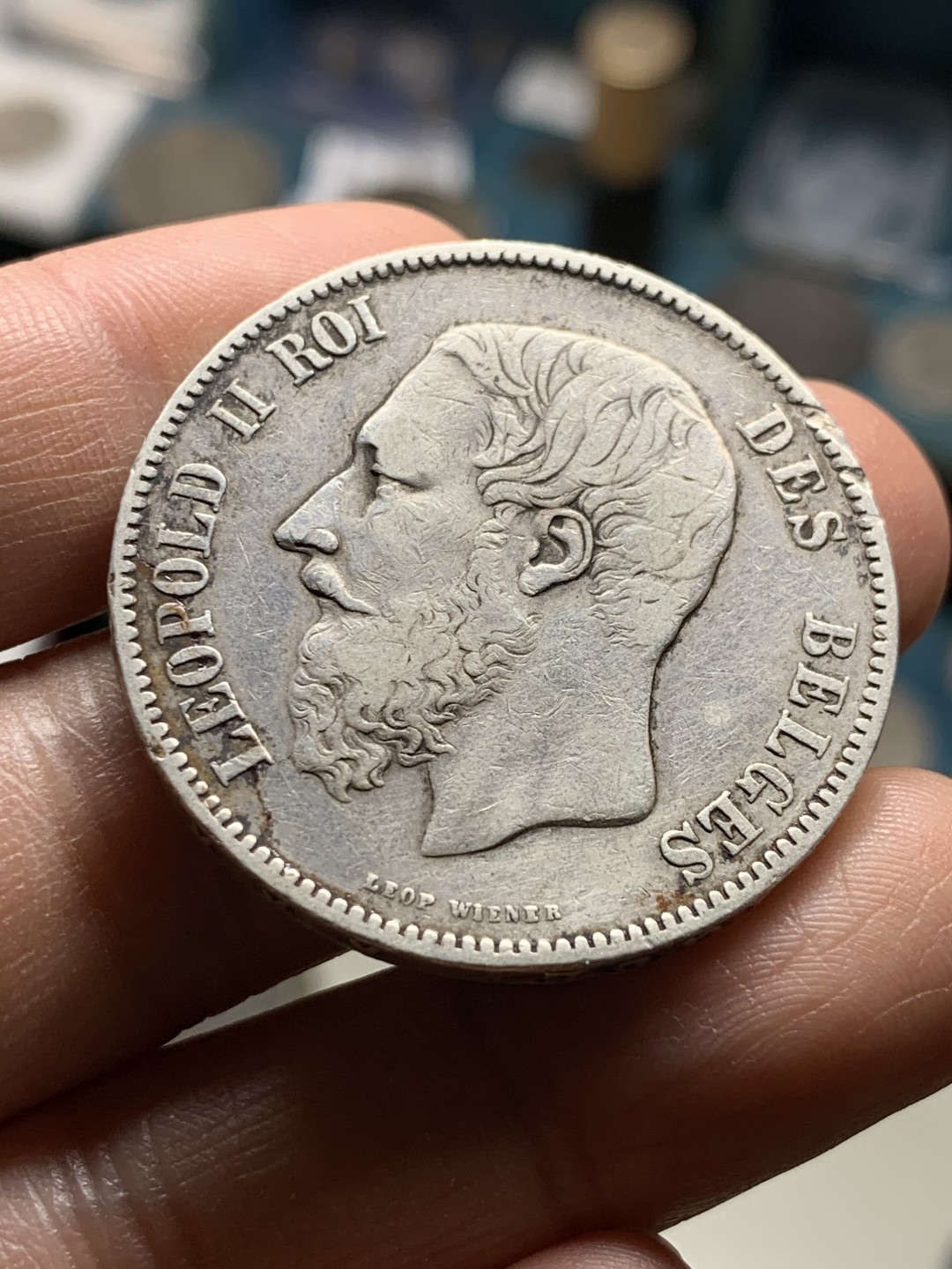 《竞宝斋》第36场-本周日 （全场顺丰包邮） 比利时，1870年，利奥波德二世5法郎大银币。