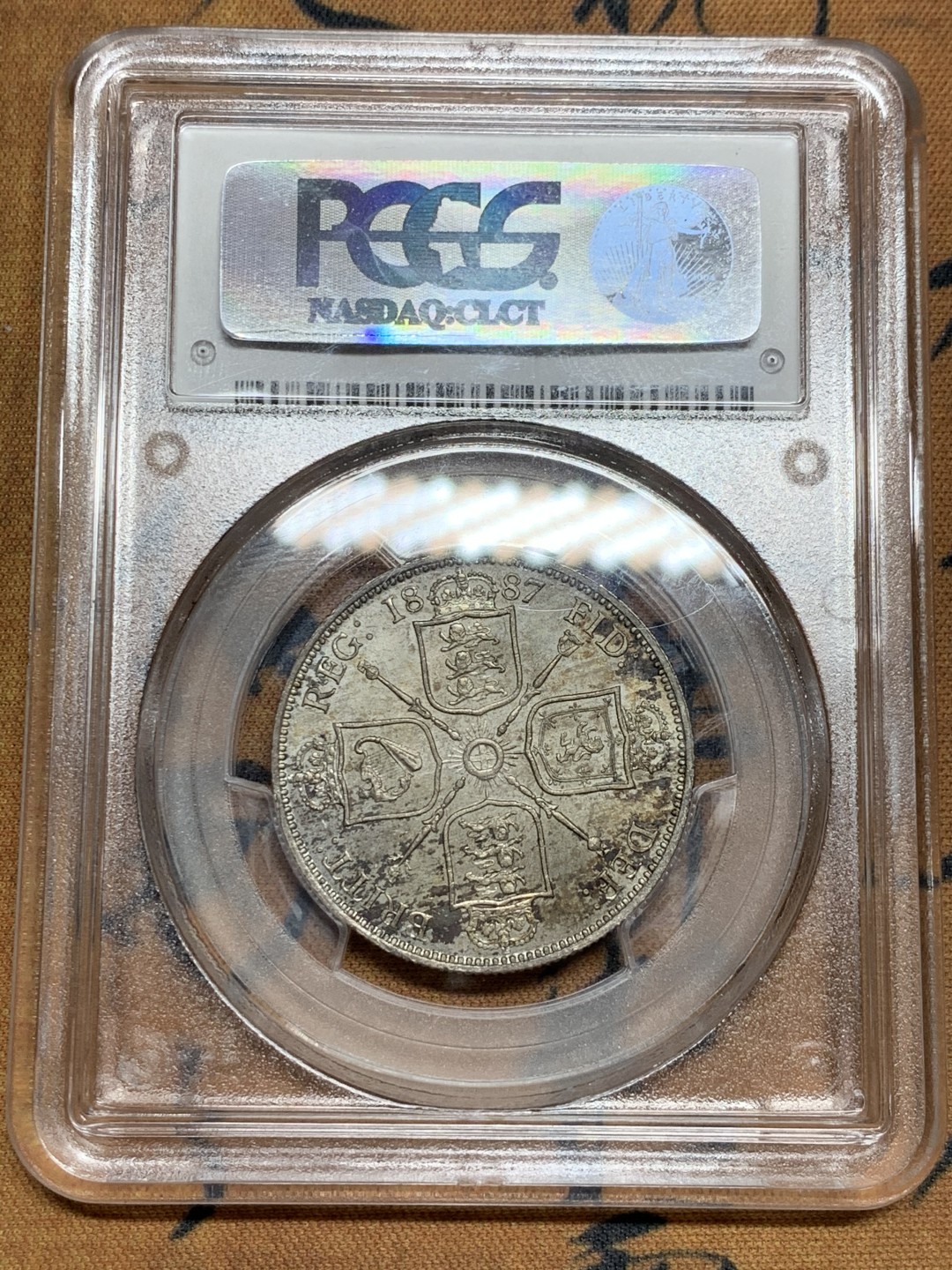 《竞宝斋》第36场-本周日 （全场顺丰包邮） PCGS-MS64 英国维多利亚1887年福林，P盒64分高分难得，现在送P时间长而且分数低，好东西不要错过