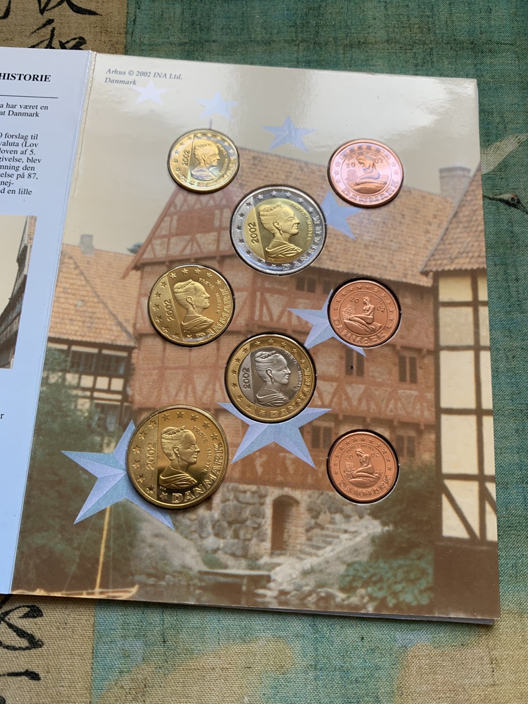 《竞宝斋》第37场-周日 首场自动拍卖 2件或者满200包顺丰 原封装丹麦 2002年 欧元试铸 ESSAI样币 8枚套装 少见