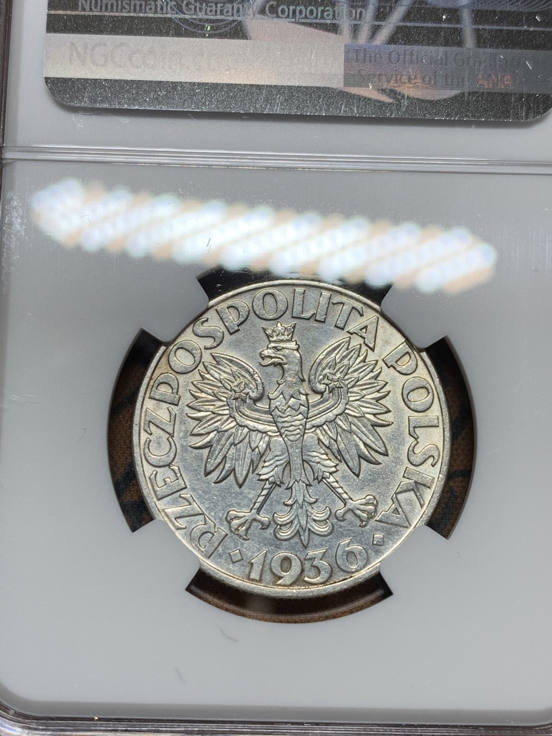 《竞宝斋》第36场-本周日 （全场顺丰包邮） NGC 评级 少见好品相 1936年 波兰 5兹罗提 帆船银币