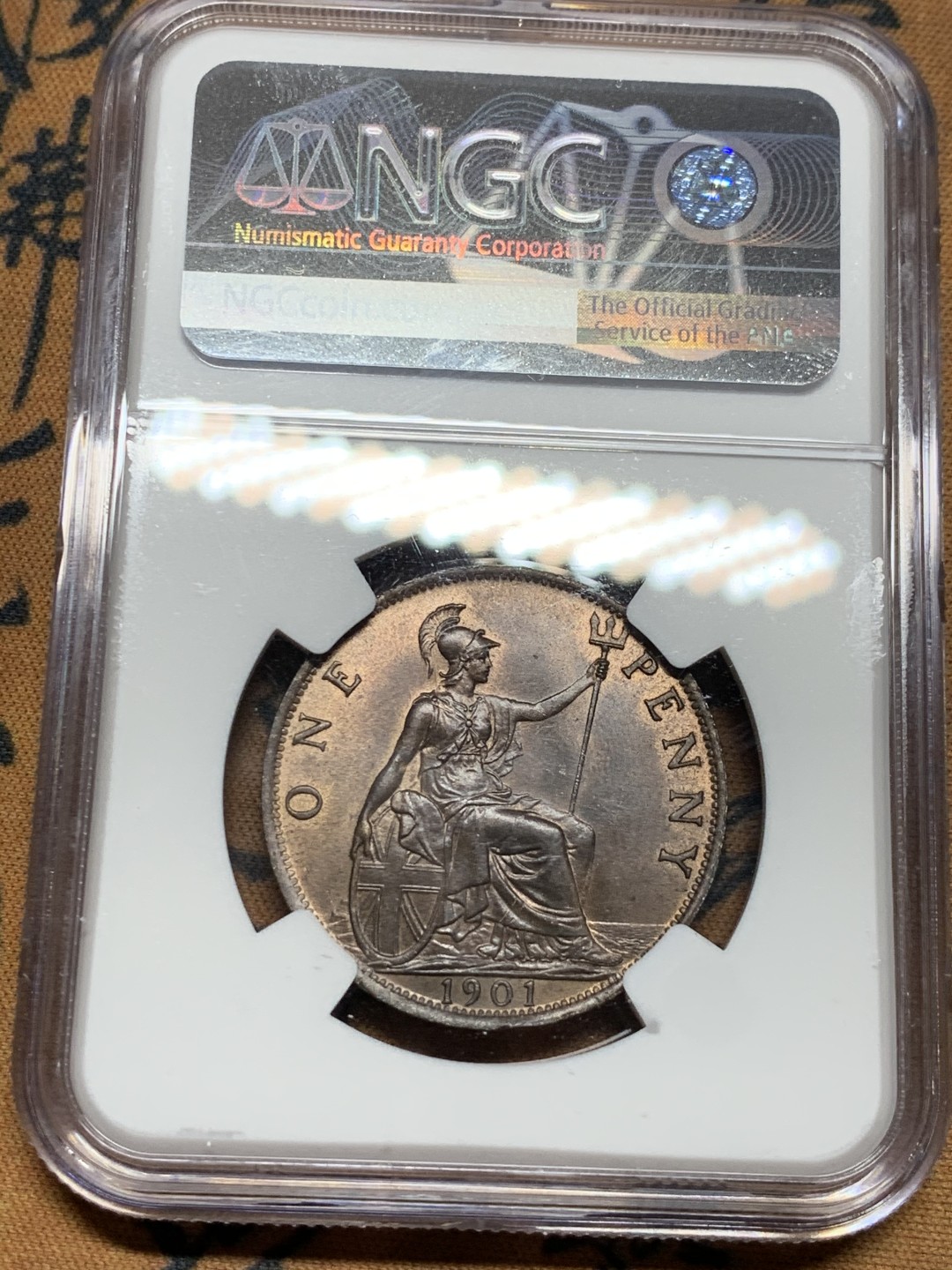 《竞宝斋》第36场-本周日 （全场顺丰包邮） NGC-MS63BN 英国1901年维多利亚大便士