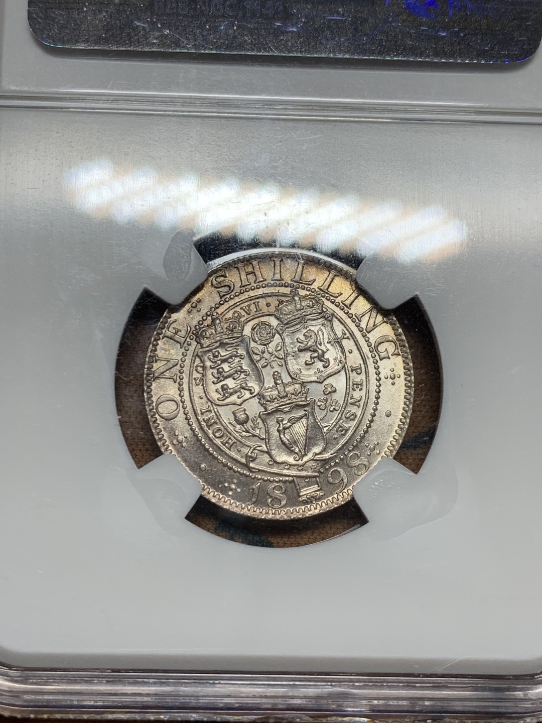 《竞宝斋》第36场-本周日 （全场顺丰包邮） NGC-MS64 英国 1898年 维多利亚女王1先令银币 少见年份 全转光