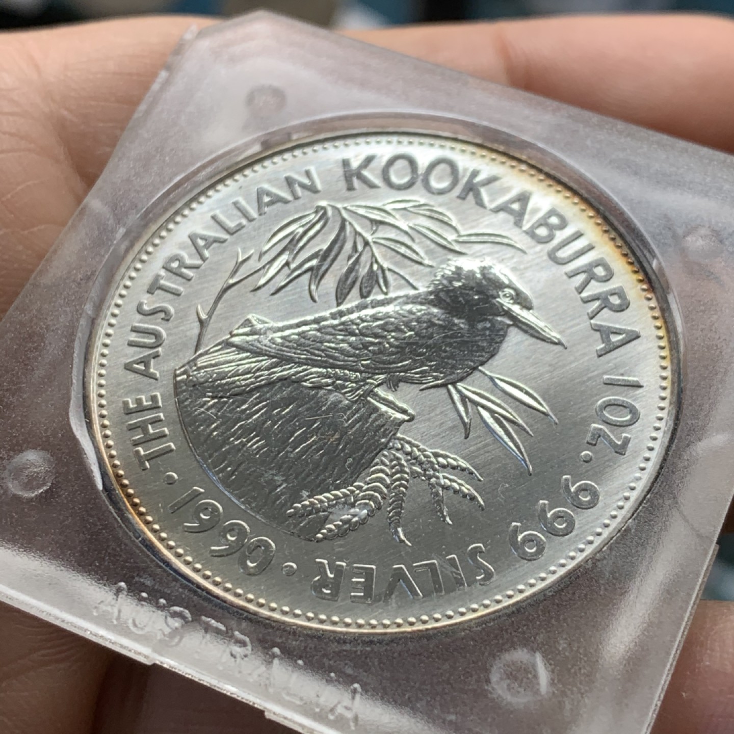 《竞宝斋》第37场-周日 首场自动拍卖 2件或者满200包顺丰 原装 澳大利亚1990年 早期翠鸟5元 1盎司纯银 银币