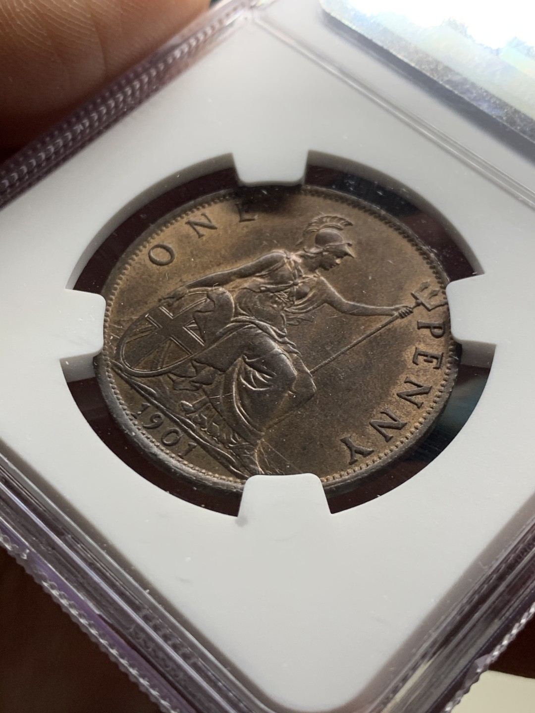 《竞宝斋》第36场-本周日 （全场顺丰包邮） NGC-MS63BN 英国1901年维多利亚大便士