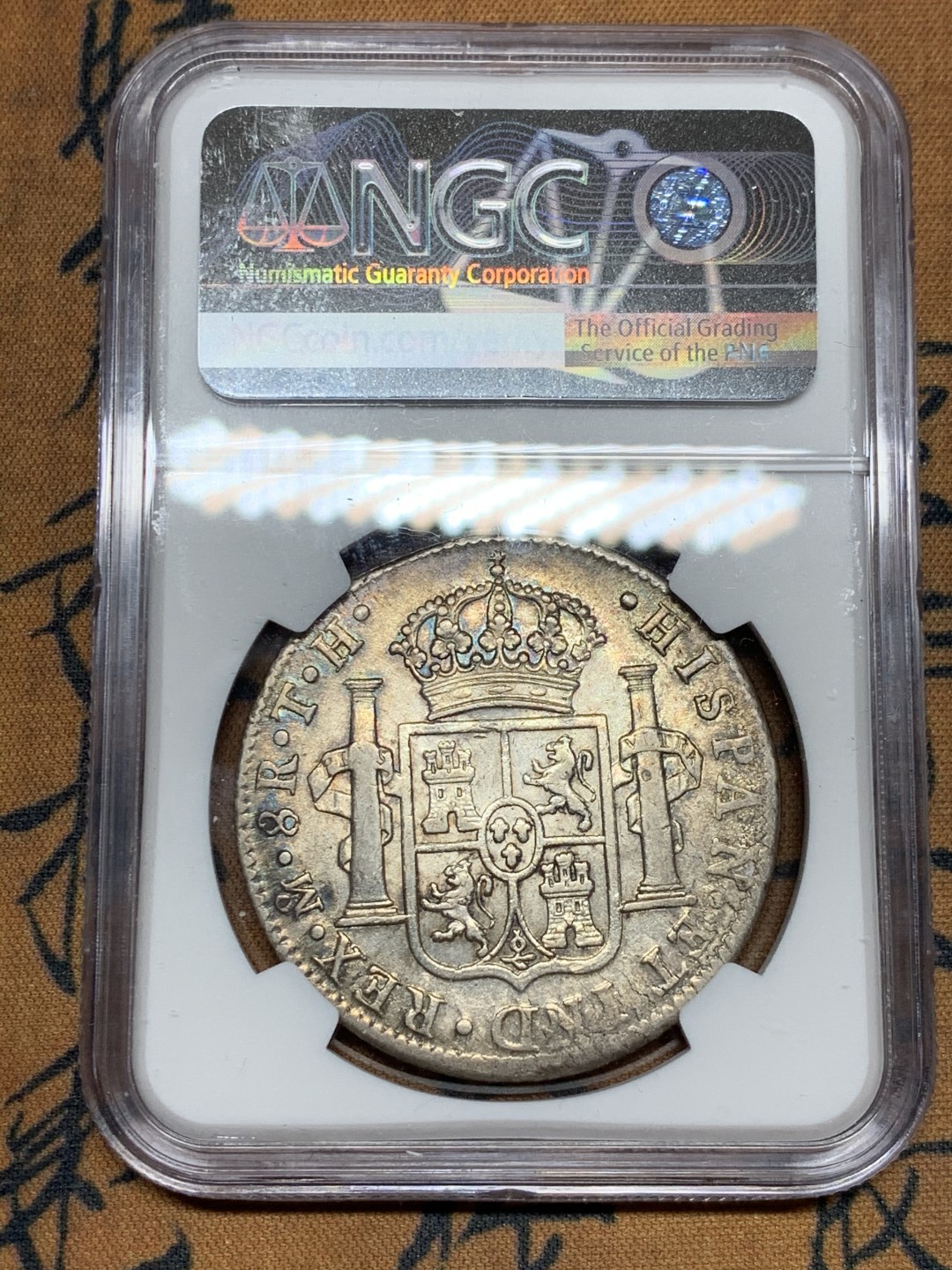 《竞宝斋》第36场-本周日 （全场顺丰包邮） NGC-XF45墨西哥1809年8R双柱银币 费七过渡版军装双柱