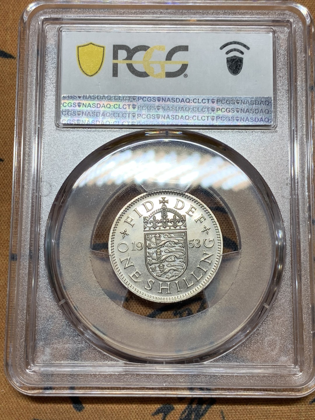 《竞宝斋》第36场-本周日 （全场顺丰包邮） pcgs-PR65 1953年英国精制先令 年轻伊伊 精制镜面好状态 女王老矣未来潜力股