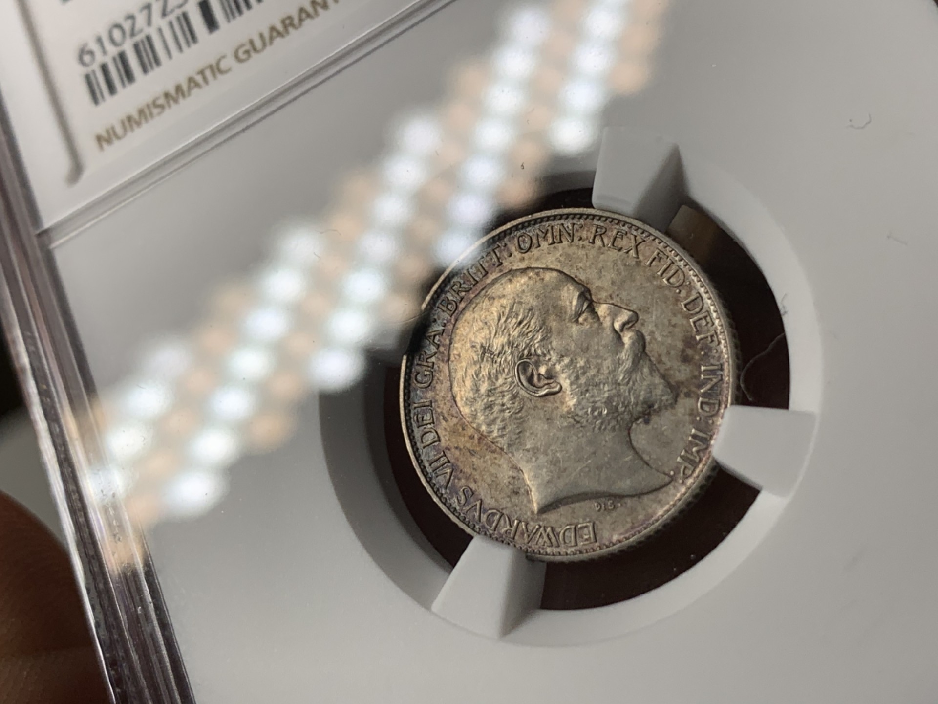 《竞宝斋》第36场-本周日 （全场顺丰包邮） 英国1902年爱七Matte6便士NGC-PF62Matte 品相好 Matte6便士少⻅