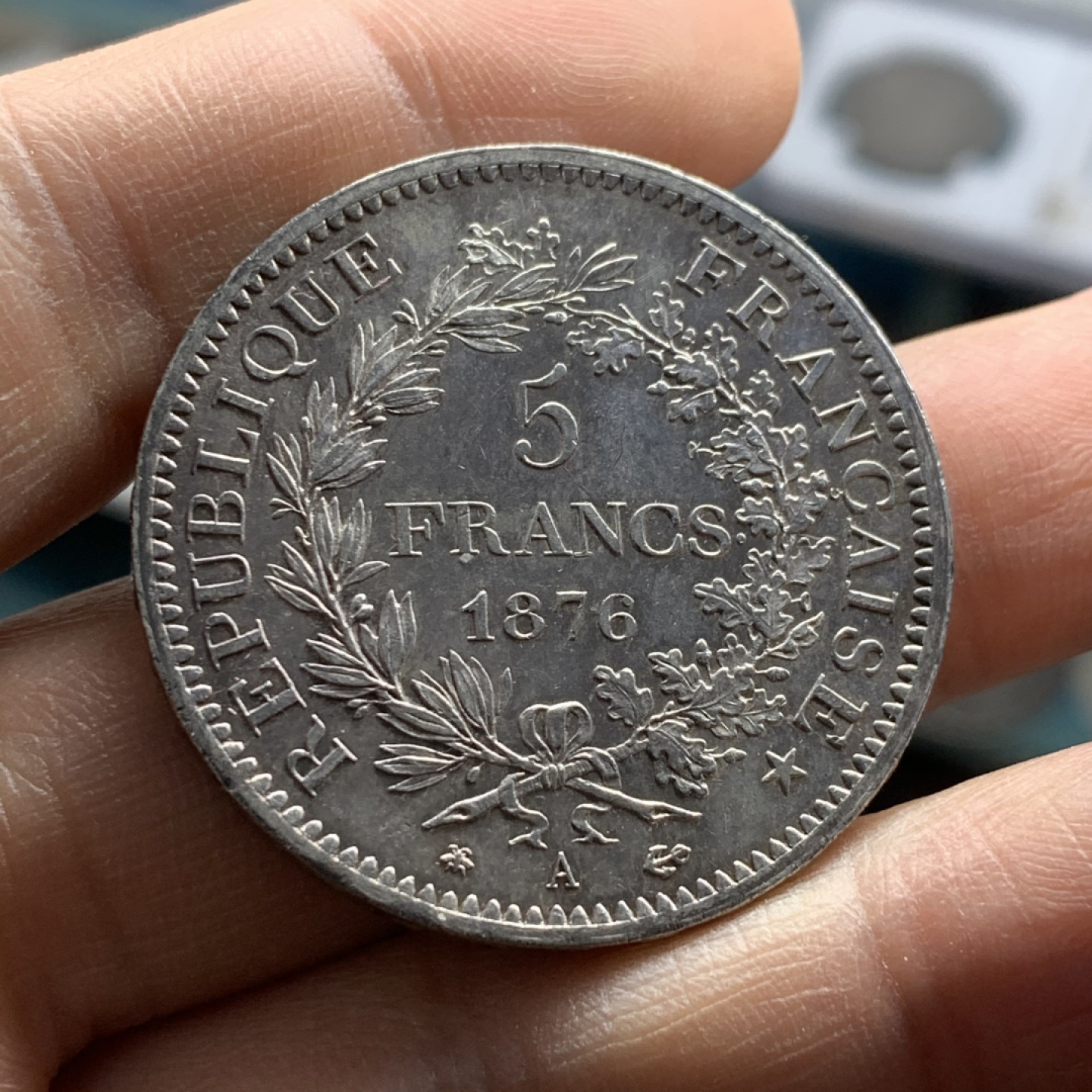 《竞宝斋》第37场-周日 首场自动拍卖 2件或者满200包顺丰 法国1876-A年 大力神 5法郎 大银币 原光好品 可以自己送评