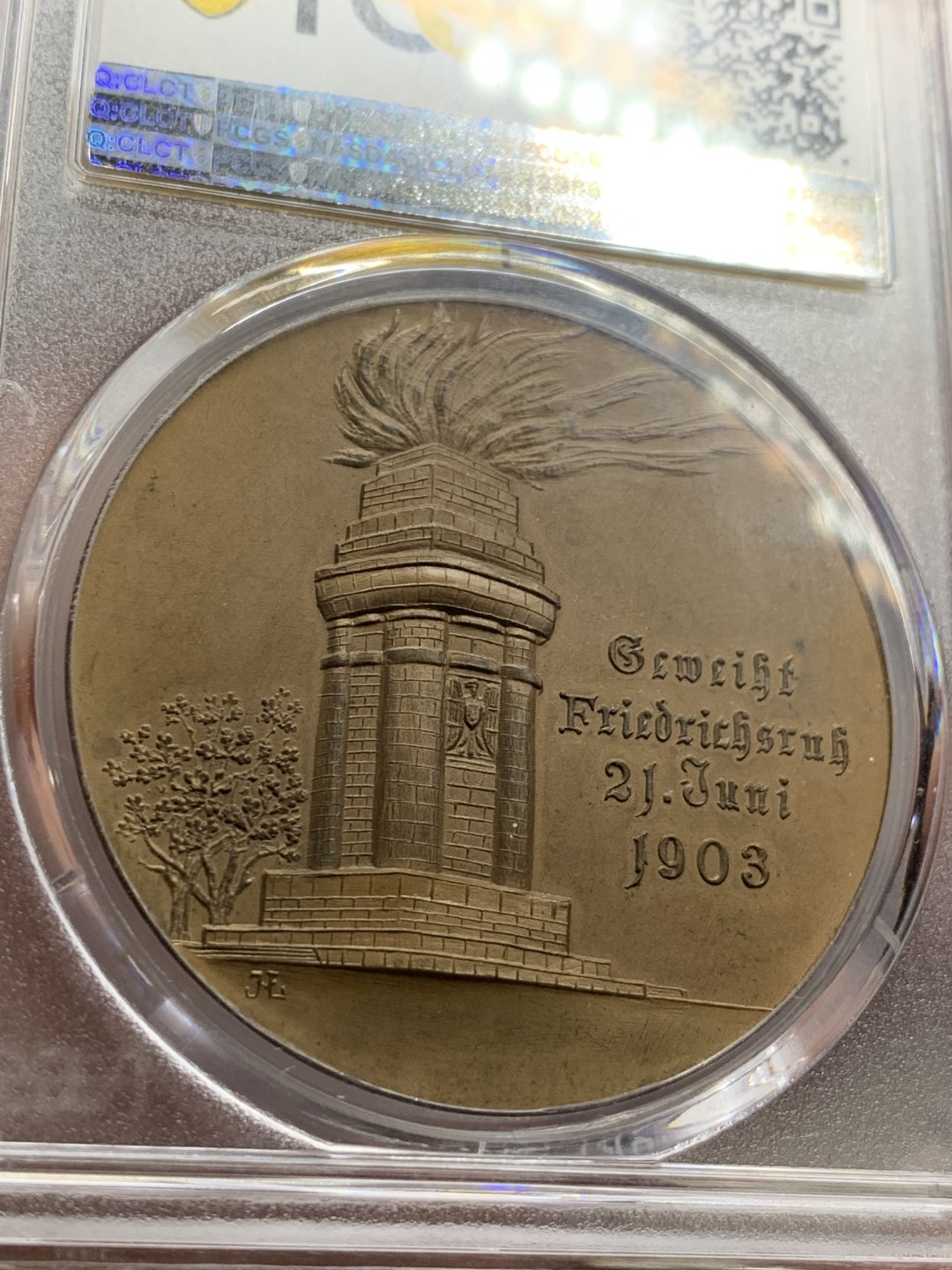 《竞宝斋》第36场-本周日 （全场顺丰包邮） pcgs-sp64 1903年德国铜样章 俾斯麦逝世纪念火炬 44mm大章 很厚实 高浮雕 实物很舒服 屠龙章同款头像 少见品种