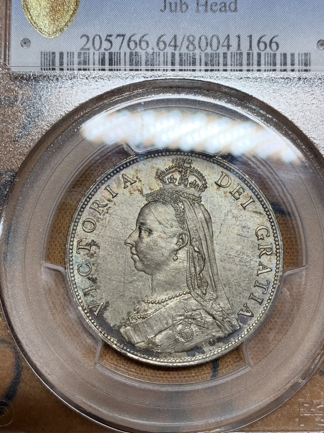 《竞宝斋》第36场-本周日 （全场顺丰包邮） PCGS-MS64 英国维多利亚1887年福林，P盒64分高分难得，现在送P时间长而且分数低，好东西不要错过