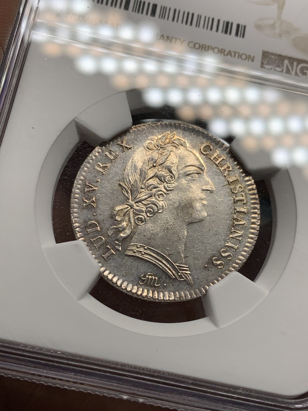 《竞宝斋》第36场-本周日 （全场顺丰包邮） NGC-MS62法国1754年路易十五年银代币 早期代币出分少见