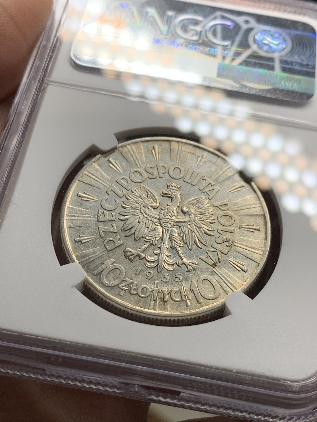 《竞宝斋》第36场-本周日 （全场顺丰包邮） NGC评级 好品波兰1935年 毕苏斯基 10兹罗提 银币 原味包浆