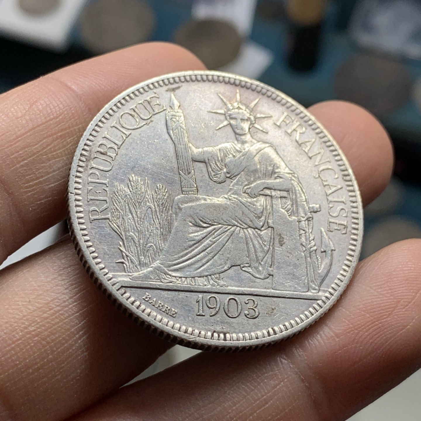 《竞宝斋》第37场-周日 首场自动拍卖 2件或者满200包顺丰 法属印度支那1903年 坐洋1元 大银币