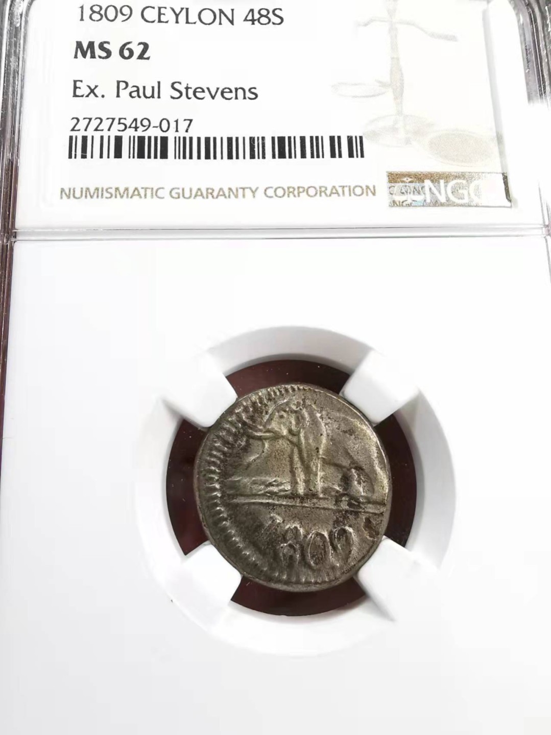 欧罗巴与亚细亚的春天奏鸣曲—凡希社世界钱币微拍第一百九十期 荐！1809英属锡兰48ST银币NGC-MS62收藏级！