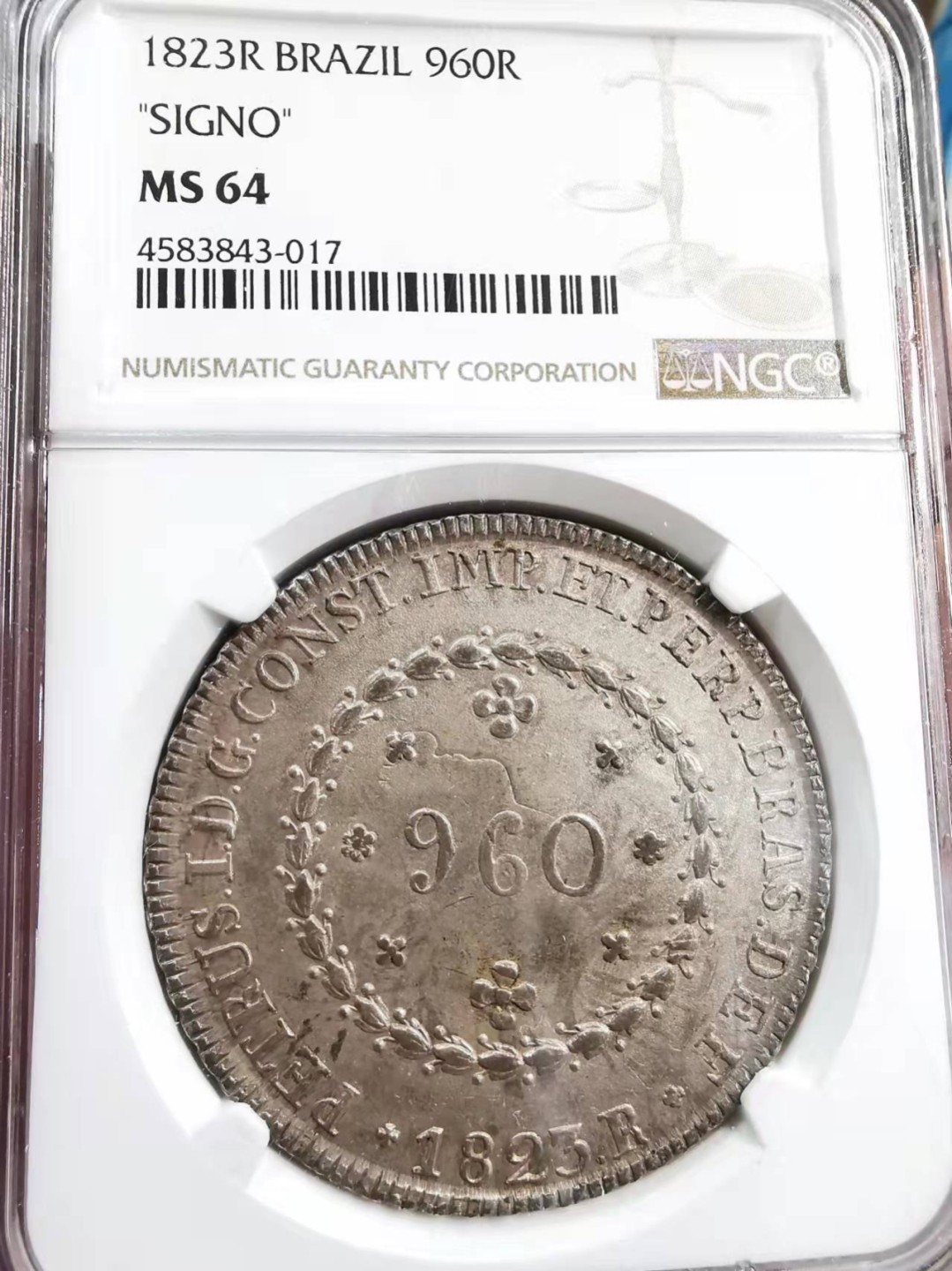 欧罗巴与亚细亚的春天奏鸣曲—凡希社世界钱币微拍第一百九十期 荐！1823巴西帝国960R大银NGC-MS64淡色粉光！