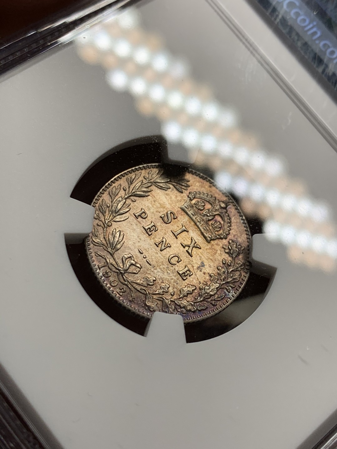 《竞宝斋》第36场-本周日 （全场顺丰包邮） 英国1902年爱七Matte6便士NGC-PF62Matte 品相好 Matte6便士少⻅