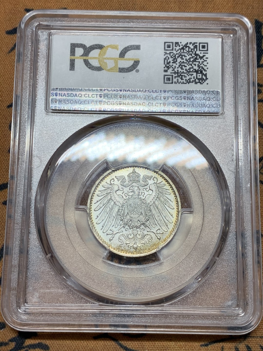 《竞宝斋》第36场-本周日 （全场顺丰包邮） PCGS-MS67 1914-A 德意志帝国1马克 变态高分