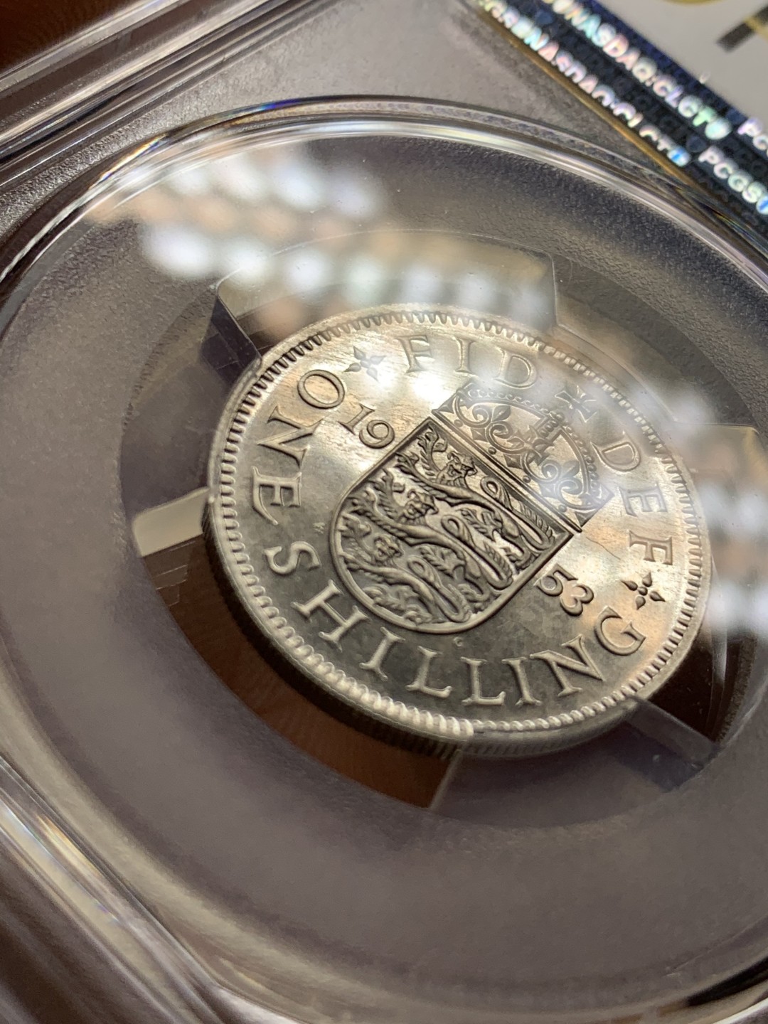 《竞宝斋》第36场-本周日 （全场顺丰包邮） pcgs-PR65 1953年英国精制先令 年轻伊伊 精制镜面好状态 女王老矣未来潜力股